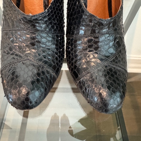 FRYE Ava Pump Snakeskin Black Ankle Boots w/side zip Size 10 - Picture 12 of 16